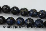 CGO174 15.5 inches 12mm faceted round gold blue color stone beads