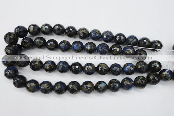 CGO178 15.5 inches 20mm faceted round gold blue color stone beads