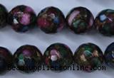 CGO18 15.5 inches 18mm faceted round gold multi-color stone beads