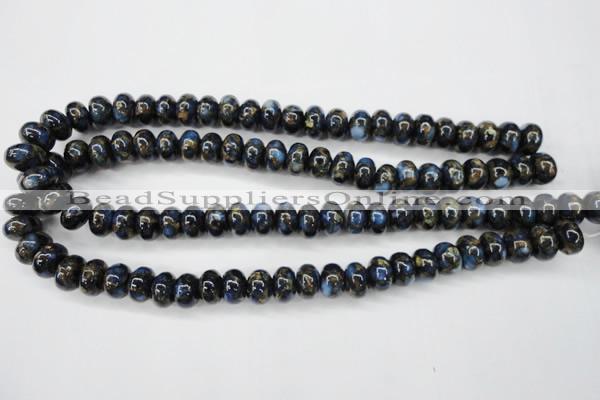 CGO182 15.5 inches 8*12mm rondelle gold blue color stone beads