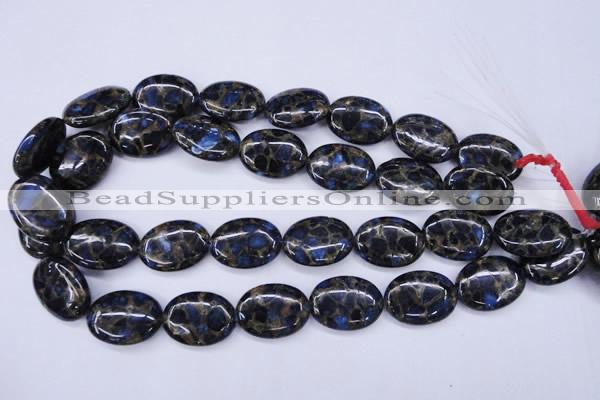 CGO209 15.5 inches 15*20mm oval gold blue color stone beads