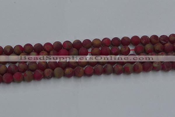 CGO252 15.5 inches 8mm round matte gold multi-color stone beads