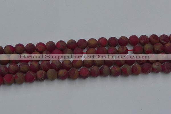 CGO253 15.5 inches 10mm round matte gold multi-color stone beads