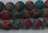 CGO266 15.5 inches 6mm round matte gold multi-color stone beads