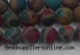 CGO267 15.5 inches 8mm round matte gold multi-color stone beads