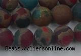 CGO268 15.5 inches 10mm round matte gold multi-color stone beads