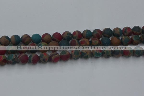 CGO269 15.5 inches 12mm round matte gold multi-color stone beads