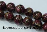 CGO54 15.5 inches 10mm round gold red color stone beads