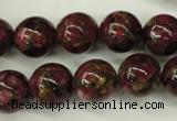 CGO56 15.5 inches 14mm round gold red color stone beads