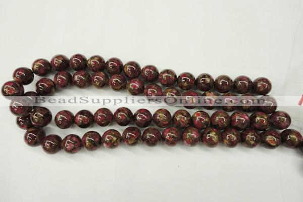 CGO57 15.5 inches 16mm round gold red color stone beads