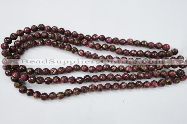 CGO62 15.5 inches 6mm faceted round gold red color stone beads