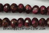 CGO75 15.5 inches 8*12mm faceted rondelle gold red color stone beads