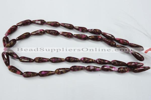 CGO82 15.5 inches 8*20mm faceted teardrop gold red color stone beads