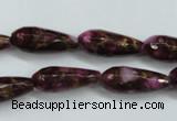 CGO84 15.5 inches 12*40mm faceted teardrop gold red color stone beads