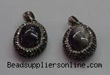 CGP1510 18*25mm oval amethyst gemstone pendants wholesale