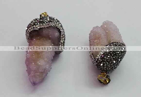 CGP1531 20*40mm - 30*50mm nuggets druzy quartz pendants