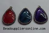 CGP1547 40*60mm flat teardrop agate pendants wholesale