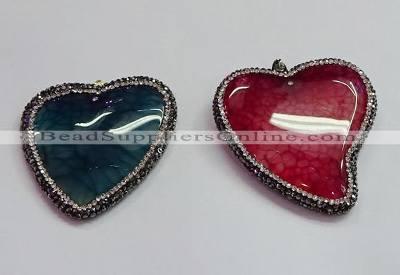 CGP1549 48*50mm - 50*55mm heart agate pendants wholesale