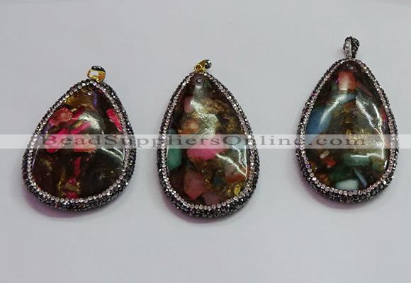 CGP1563 35*65mm - 40*55mm flat teardrop sea sediment jasper pendants