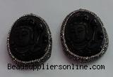 CGP1571 40*50mm carved black obsidian pendants wholesale