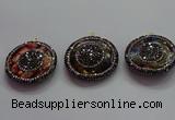 CGP1575 35mm coin sea sediment jasper pendants wholesale