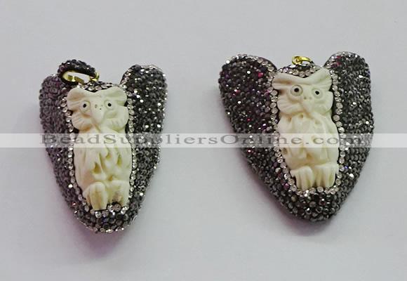 CGP1607 30*48mm - 35*50mm carved ox bone pendants wholesale