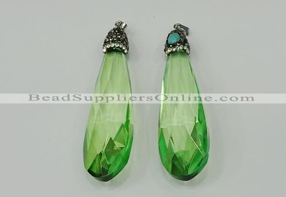 CGP237 20*80mm faceted teardrop crystal glass pendants wholesale