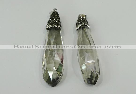 CGP241 17*70mm faceted teardrop crystal glass pendants wholesale