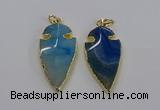 CGP3005 22*45mm arrowhead agate gemstone pendants wholesale