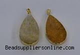 CGP3016 28*50mm flat teardrop fossil coral pendants wholesale