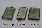 CGP3023 30*60mm - 40*60mm rectangle green apple jasper pendants