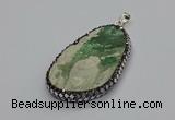 CGP3025 35*50mm - 40*65mm freeform green apple jasper pendants