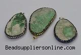 CGP3028 35*50mm - 40*65mm freeform green apple jasper pendants