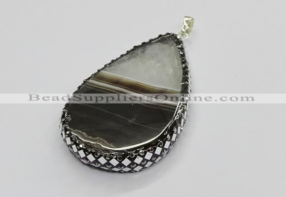 CGP3045 30*45mm - 35*60mm flat teardrop druzy agate pendants