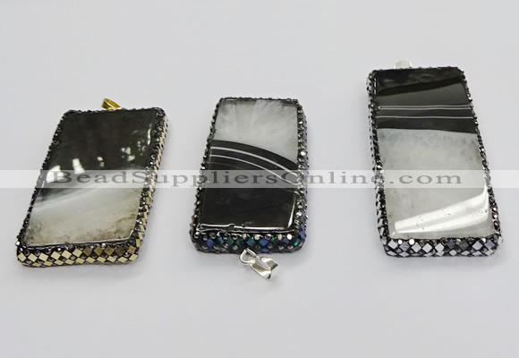 CGP3053 30*65mm - 35*75mm rectangle druzy agate pendants