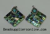 CGP306 35*35mm diamond abalone shell pendants wholesale