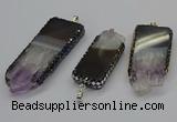 CGP3078 25*50mm - 30*65mm freeform druzy amethyst pendants