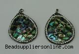 CGP308 35*45mm flat teardrop abalone shell pendants wholesale