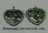 CGP310 40*40mm heart abalone shell pendants wholesale