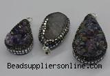 CGP3100 25*40mm - 30*65mm freeform plated druzy amethyst pendants