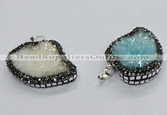 CGP3109 30*40mm heart druzy agate pendants wholesale