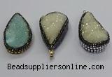 CGP3113 30*55mm flat teardrop druzy agate pendants wholesale