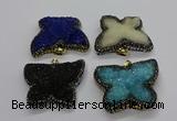 CGP3114 40*45mm butterfly druzy agate pendants wholesale