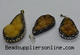 CGP3116 25*45mm - 30*50mm flat teardrop druzy agate pendants