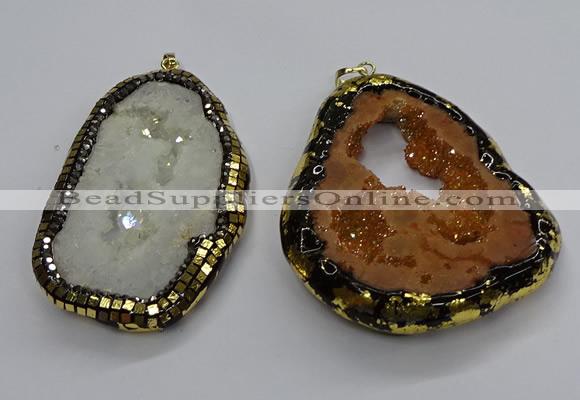 CGP3117 30*45mm - 40*55mm freeform druzy agate pendants