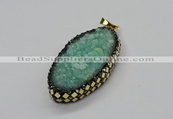 CGP3132 25*50mm - 25*55mm oval druzy agate pendants wholesale