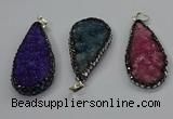 CGP3138 25*50mm - 25*55mm flat teardrop druzy agate pendants