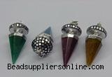 CGP3155 22*50mm faceted cone agate gemstone pendants wholesale