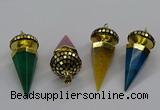 CGP3156 22*50mm faceted cone agate gemstone pendants wholesale