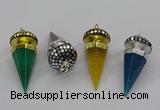 CGP3157 22*50mm faceted cone agate gemstone pendants wholesale